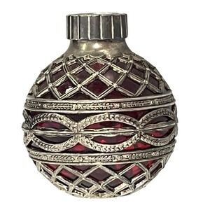Vintage Godinger‎ Glass Ball w/ Silver Overlay Candle Holder Holiday Décor